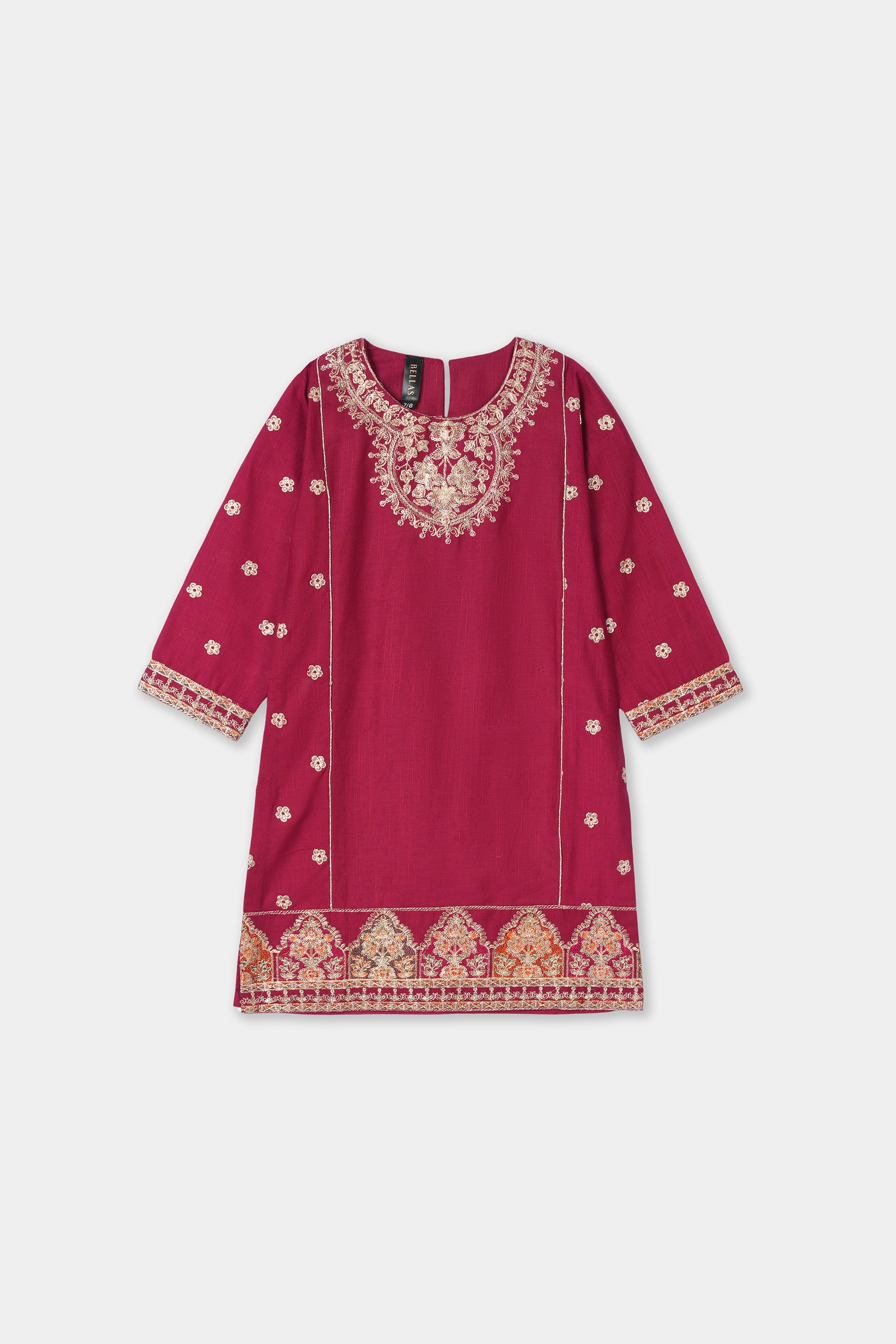 Luxurious Maroon Printed & Embroidered Kurta & Gharara Set