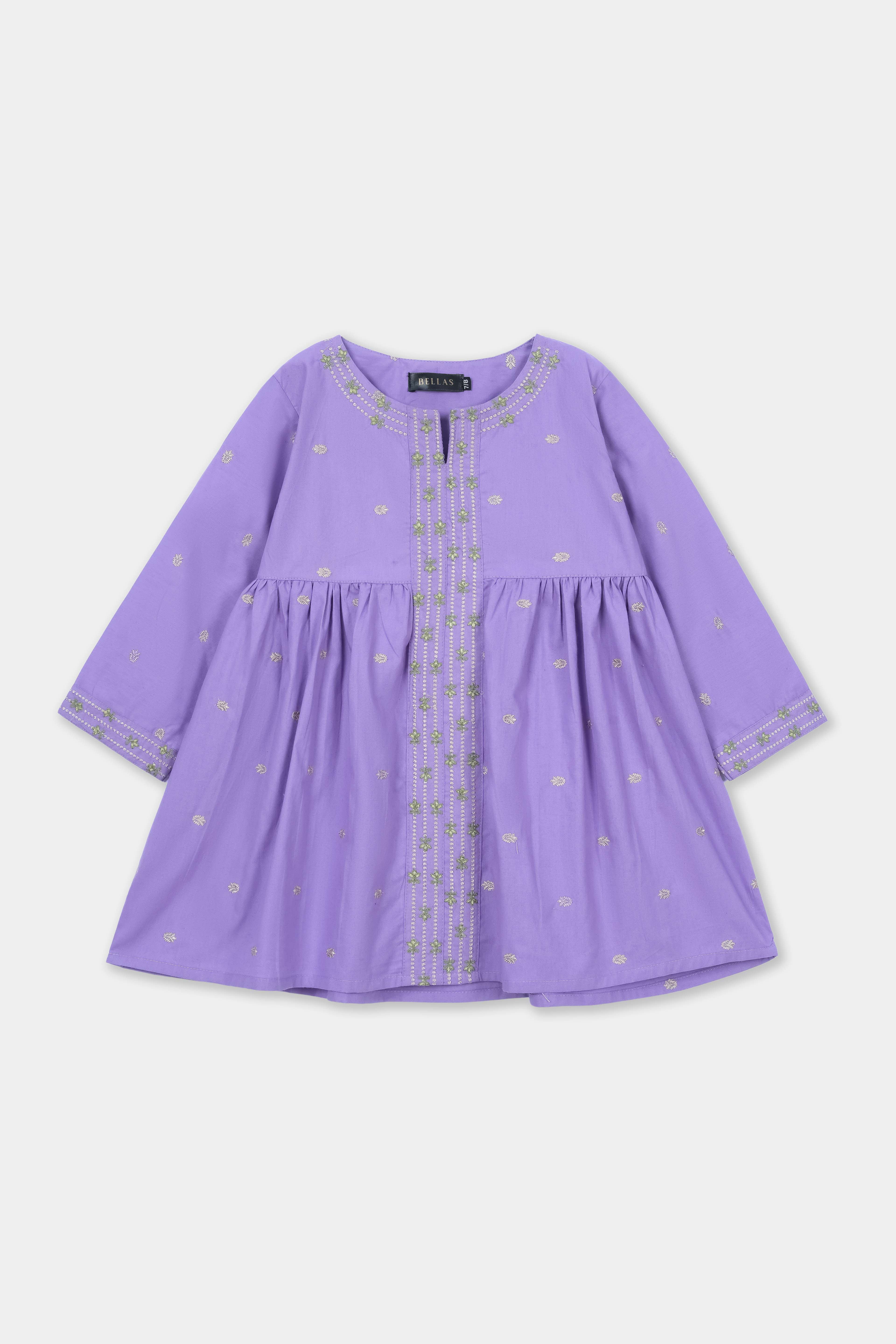 Chic Lilac Gold-Green Embroidered Peplum Kurta & Trouser Set