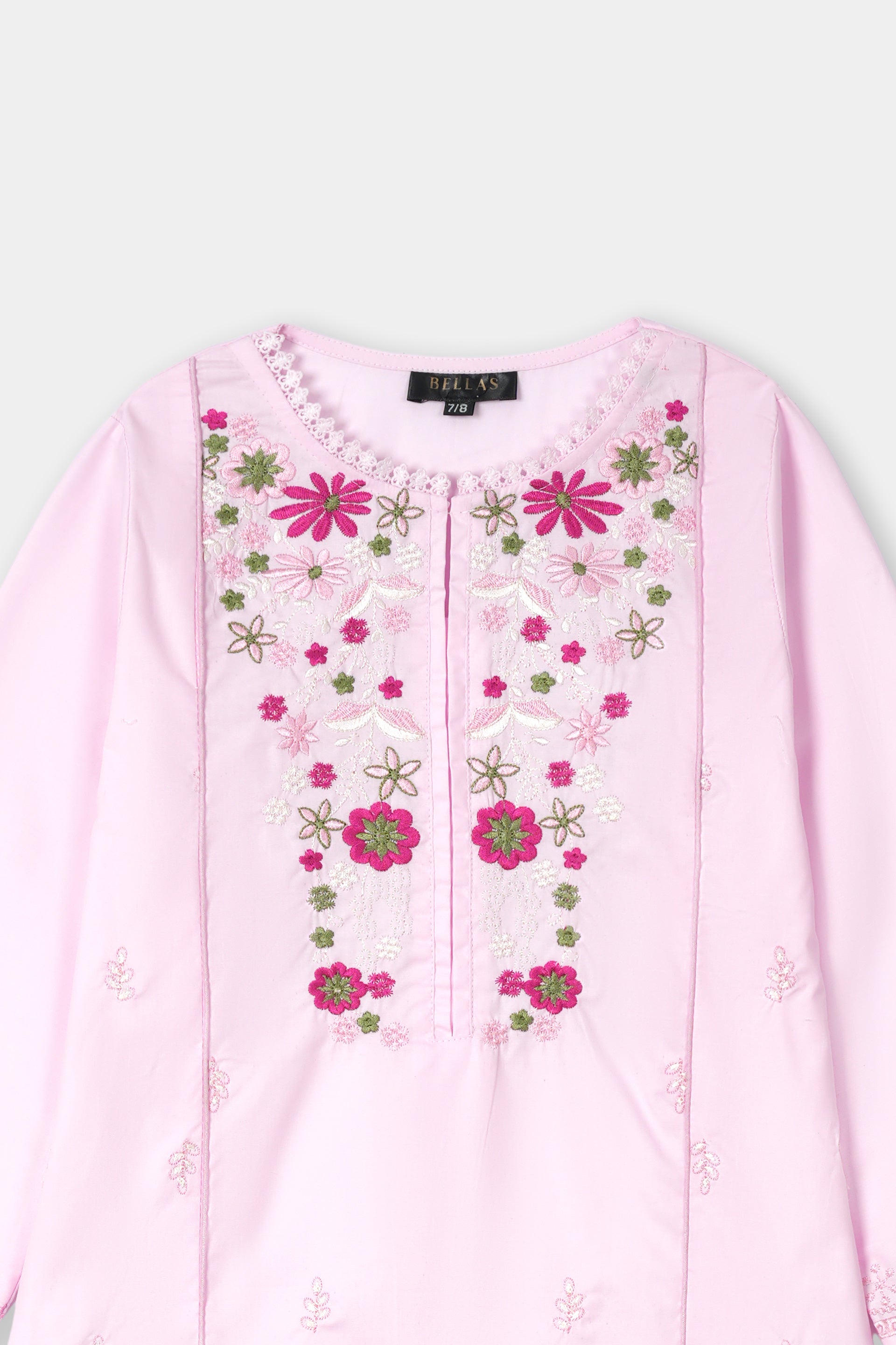 Stylish Pink Floral Embroidered Kurta & Trouser Set