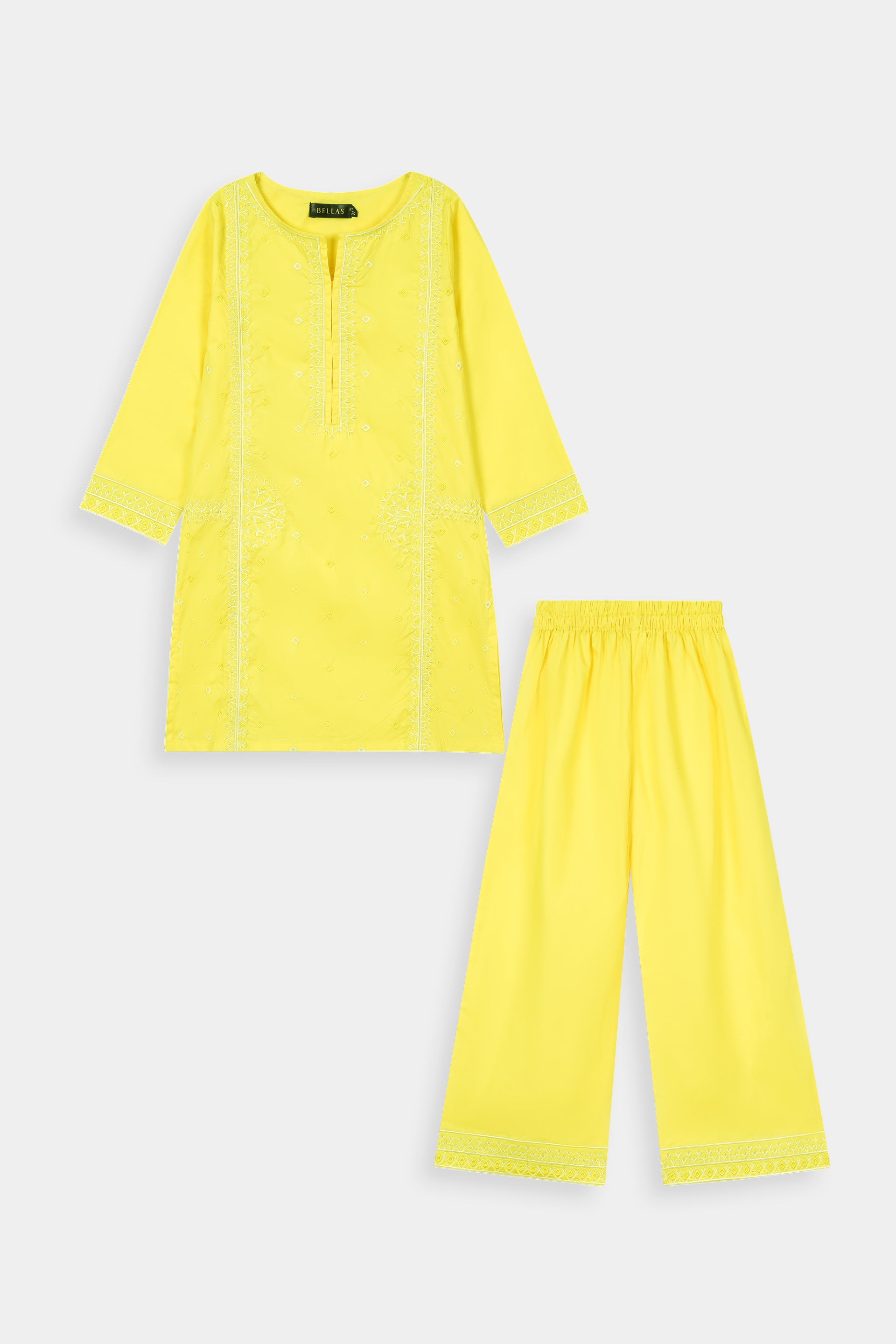 Bright Yellow Embroidered Kurta & Trouser Set