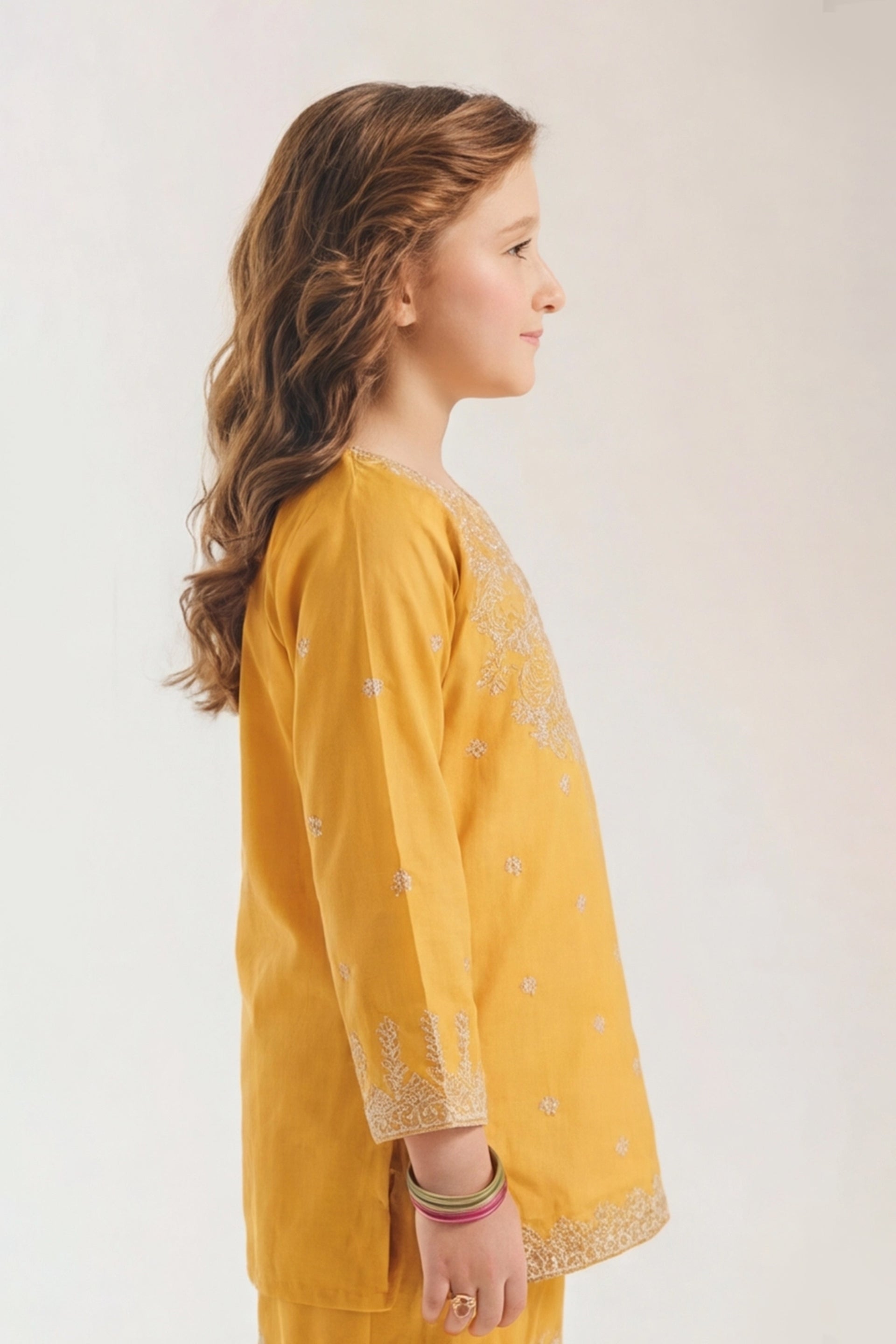 Vibrant Mustard Yellow Silver Embroidered Kurta & Gharara Set