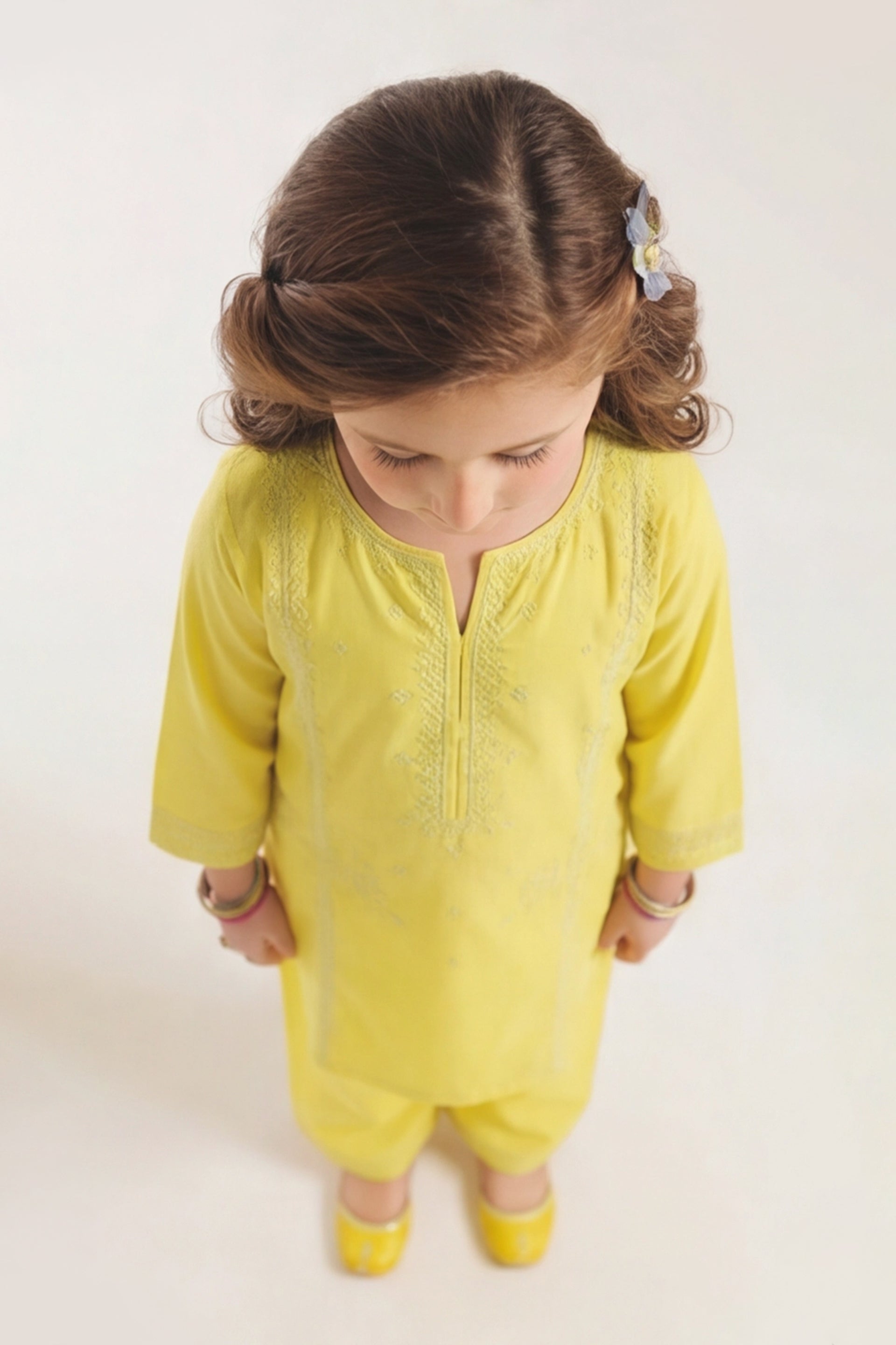 Bright Yellow Embroidered Kurta & Trouser Set